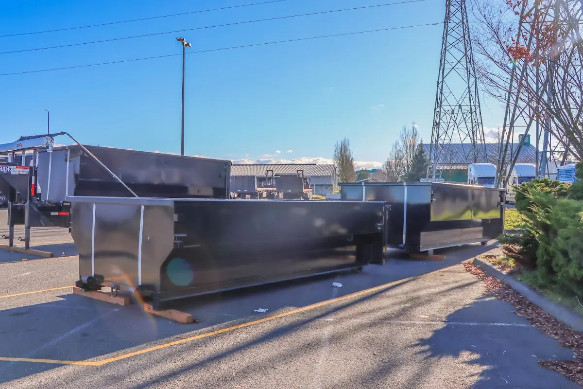 Roll-off dumpster ready for waste disposal at job site for Commercial Dumpster Rental in East Grand Forks
